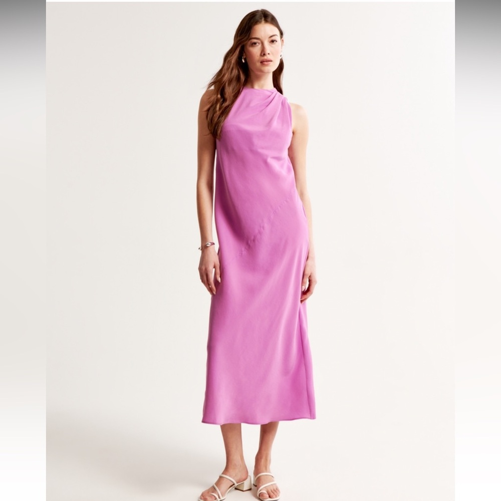 NWT Abercrombie High-Neck Column Midi Dress. Small Petite